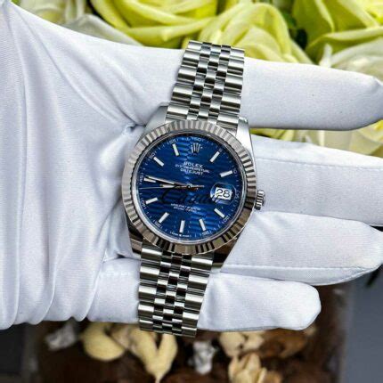 gold rolex datejust blue face|Rolex Datejust blue motif.